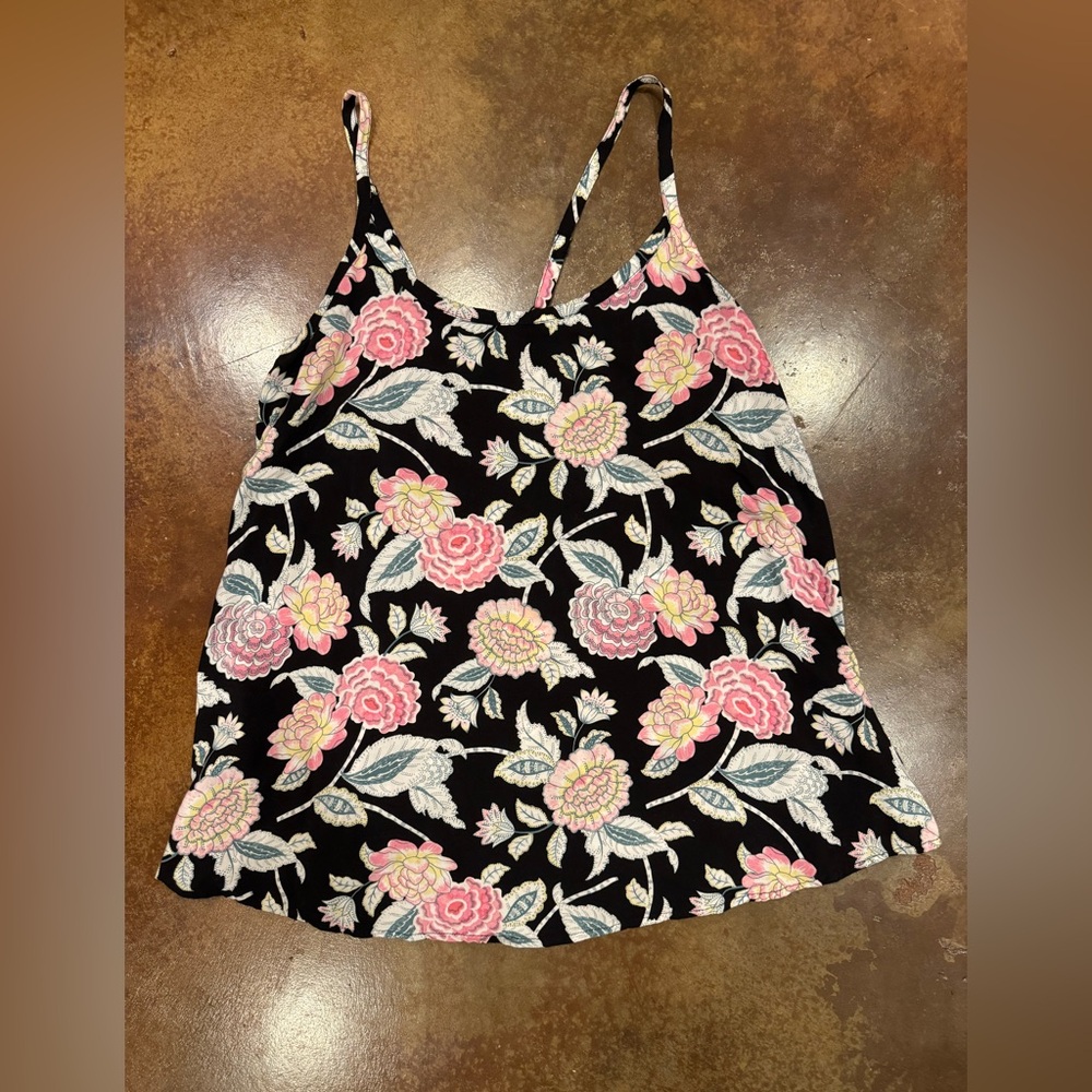 TORRID Floral Tank Top with Lace up in the Back